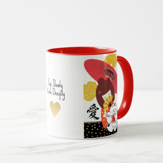 KOKESHI LOVE Chow dog heart マグカップ (正面右)