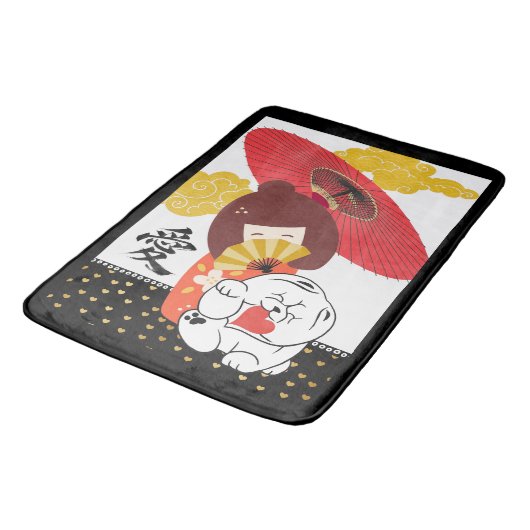 KOKESHI LOVE  Chow dog heart CRATE MAT バスマット (アングル)