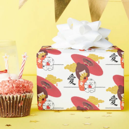 KOKESHI LOVE  Chow Valentine  ラッピングペーパー