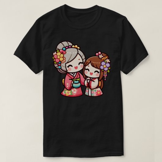 Kokeshis母が娘を導く光 Tシャツ (デザイン正面)
