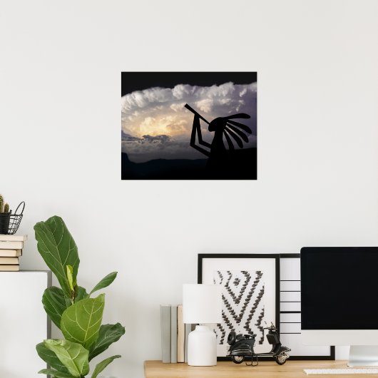 Kokopelli Brings Rain Print ポスター (ホームオフィス)