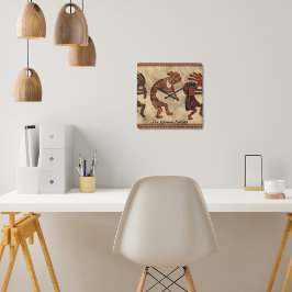 Kokopelli Southwestern Clock スクエア壁時計