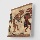 Kokopelli Southwestern Clock スクエア壁時計 (傾斜)