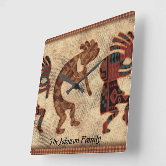 Kokopelli Southwestern Clock スクエア壁時計 (傾斜)