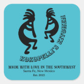 Kokopelli Southwestern Turquoise Custom Business スクエアシール (正面)