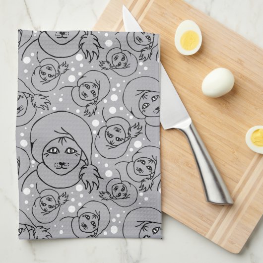 Kökshandduk med tomtekatter キッチンタオル (四つ折り)