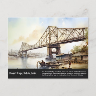 Kolkata Howrah Bridgeの水の色絵画の色。 ポストカード