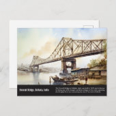 Kolkata Howrah Bridgeの水の色絵画の色。 ポストカード (正面/裏面)
