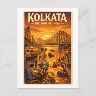 Kolkata, India, in a classic retro travel ポストカード
