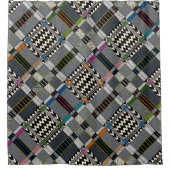 KOLLAチェック斜めシャワーカーテン シャワーカーテン (正面)