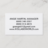KOLLABOのマネージャーの名刺3.5" X2.0"、100 PK 名刺 (裏面)