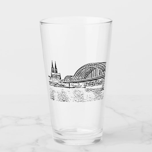 Köln Panorama mit Kölner Dom Trinkglas タンブラーグラス (正面)