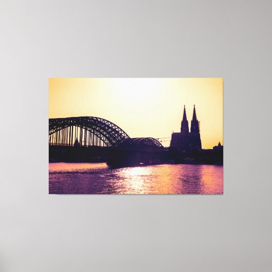Köln Panorama Sunset mit Kölner Dom キャンバスプリント (正面)