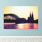 Köln Panorama Sunset mit Kölner Dom キャンバスプリント (インサイチュ (ウッドフロア))