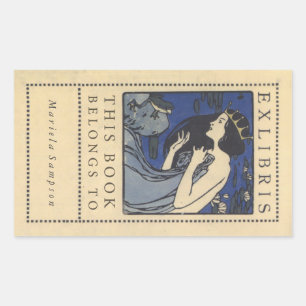Koloman MoserプリンセスとFrog Book Labels 長方形シール
