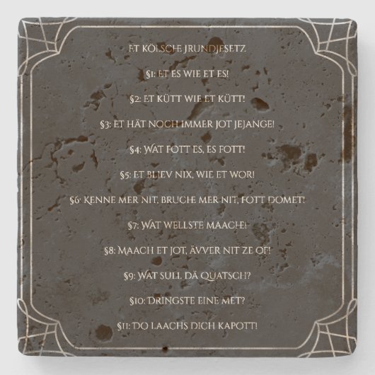 Kölsches Grundgesetz – Köln Cologne Jugendstil ストーンコースター (正面)