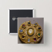 Koltの円形浮彫り、金ゴールドは真珠と置きました 缶バッジ (正面&裏面)