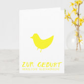 Kommt ein Vogel geflogen: Glückwünsche zur Geburt カード (黄色い花)
