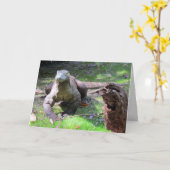 Komodo Dragon (0606) – グリーティングカード (黄色い花)