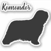 Komondor犬はシルエットのビニールシール シール (正面)