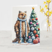 Komondor犬クリスマスグリーティングカード カード (黄色い花)