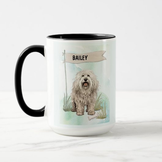 Komondor Watercolor Personalized Dog マグカップ (左)