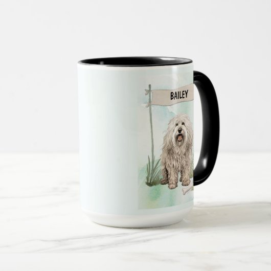Komondor Watercolor Personalized Dog マグカップ (正面右)
