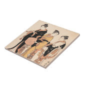 Komusoを装っている3人の若い女性 タイル (側面)