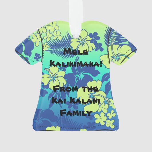 Konaのブレンドのハワイのハイビスカスの植物相のアロハワイシャツ オーナメント (裏面)