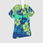 Konaのブレンドのハワイのハイビスカスの植物相のアロハワイシャツ オーナメント (正面)