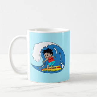Kona Boy Surfs Big Wave マグカップ – ハワイアンサーファーアート