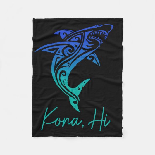 Kona Hawaii Shark Diving Fishing Surfing Surfer Ha フリースブランケット (正面)