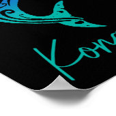 Kona Hawaii Shark Diving Fishing Surfing Surfer Ha ポスター (角)