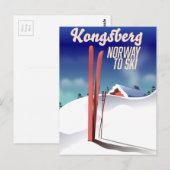 Kongsbergノルウェースキー旅行ポスター。 ポストカード (正面/裏面)