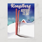 Kongsbergノルウェースキー旅行ポスター。 ポストカード (正面)