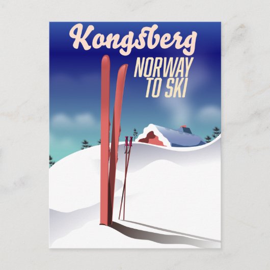 Kongsbergノルウェースキー旅行ポスター。 ポストカード (正面)