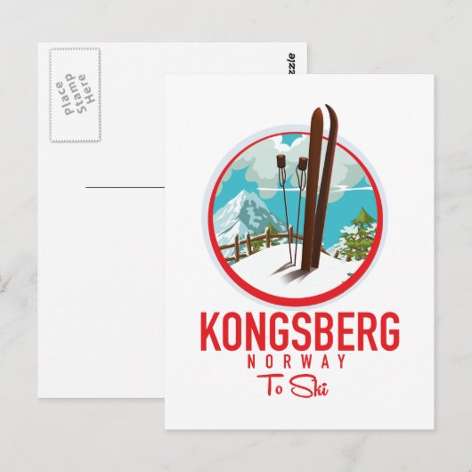 Kongsberg Norway Skiロゴ ポストカード (正面/裏面)
