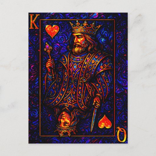 König und Königin der Herzen - Spielkarten Illustr ポストカード (正面)