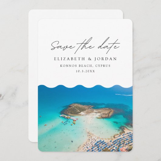 Konnosビーチキプロスウェディングザデイト 招待状 (正面/裏面)