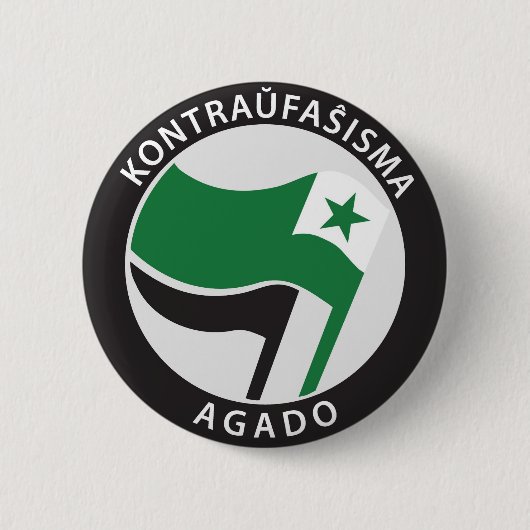 Kontraŭfaŝisma-agado Esperanto 缶バッジ (正面)