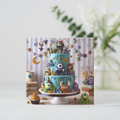 KOOKYモンスターズ飾子供の誕生日ケーキ カード (スタンド正面)