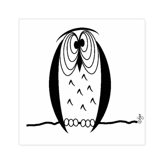 Kooky漫画フクロウ正方形の木製ゴムアートスタンプ ラバースタンプ (インプリント)