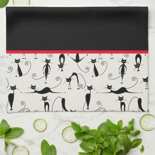 Kooky黒猫 キッチンタオル (折り畳み)
