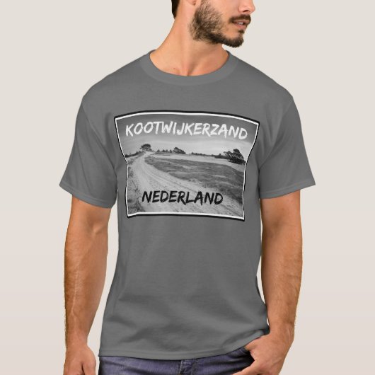 Kootwijkerzand、Nederland、Black and white Tシャツ (正面)