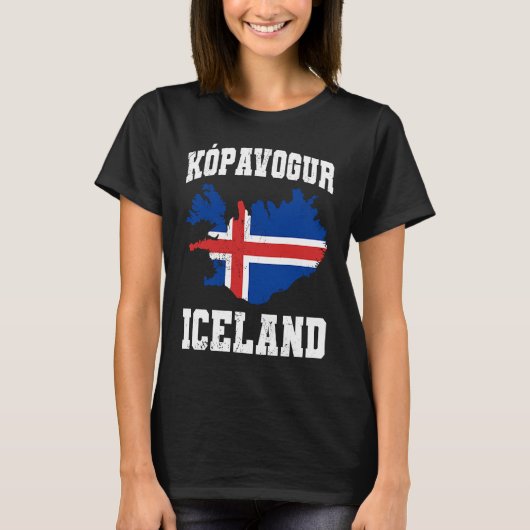 Kopavogur Nordic Icelandic Icelander Iceland Flag Tシャツ (正面)