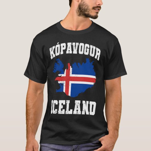 Kopavogur Nordic Icelandic Icelander Iceland Flag Tシャツ (正面)