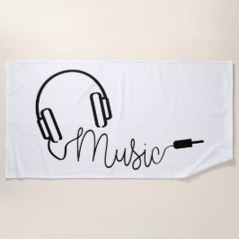 Koptelefoon voor muziek app, radio of mp3 luiteren ビーチタオル