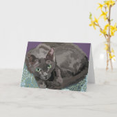 Korat幸運猫の挨拶状 カード (黄色い花)