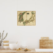 Korea and JapanPanoramic MapKorea and Japan ポスター (キッチン)