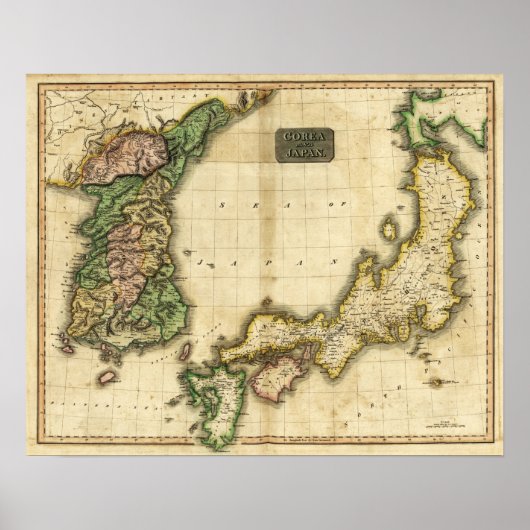 Korea and JapanPanoramic MapKorea and Japan ポスター (正面)
